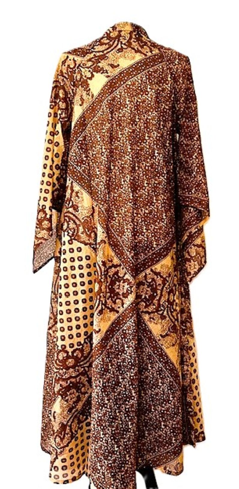 Maxi Dress Butterfly Sleeves In A Complex Print, Copper