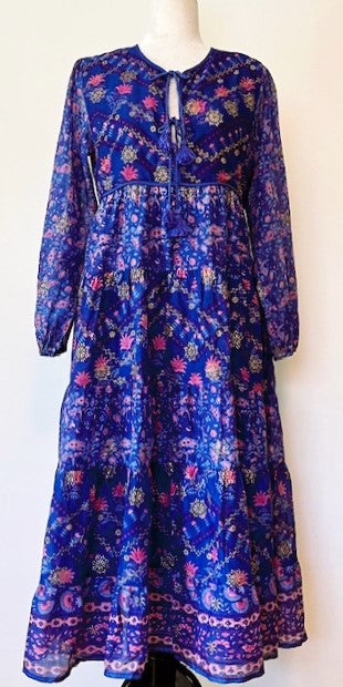 Mini Floral Mix Printed Midi Dress Boho Influence.