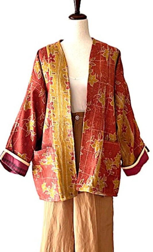 Jacket, Fully Reversible Luxe Cotton Quilted Jacket. Best Seller. (Bronze)