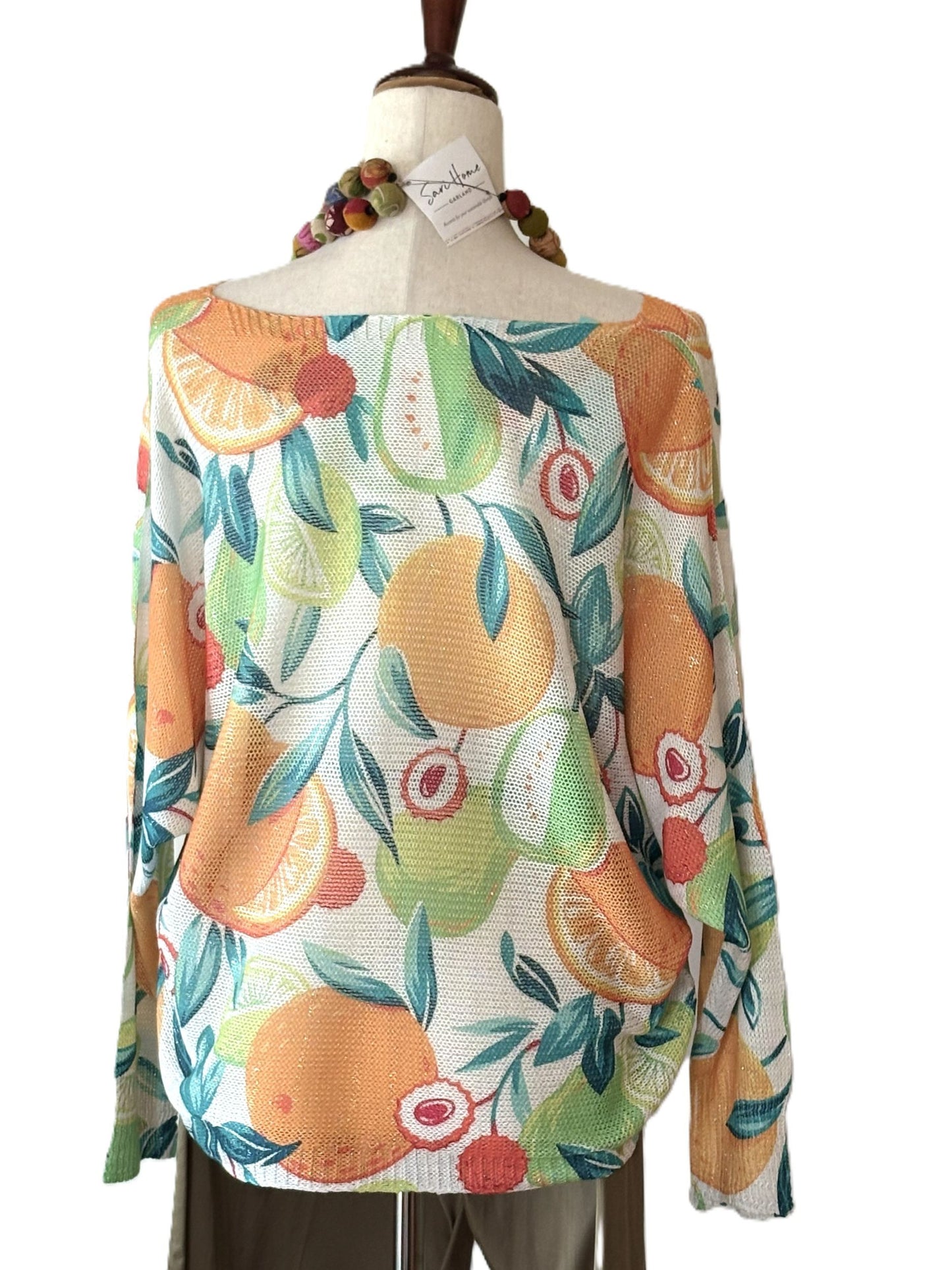 Italian Knit Sweater, Citrus Sweater (Oranges)