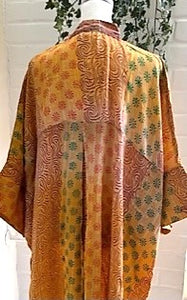 Button Down Easy Silk Tunic With Tie (Citrus Print)