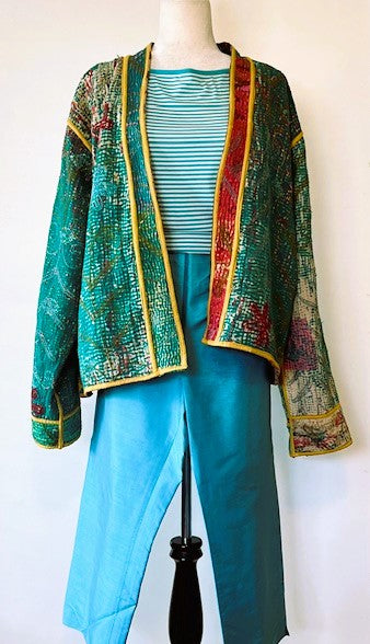 Specialty Collection: Hand Embroidered Short Jacket with Suzanni Applique. Fully Reversible.