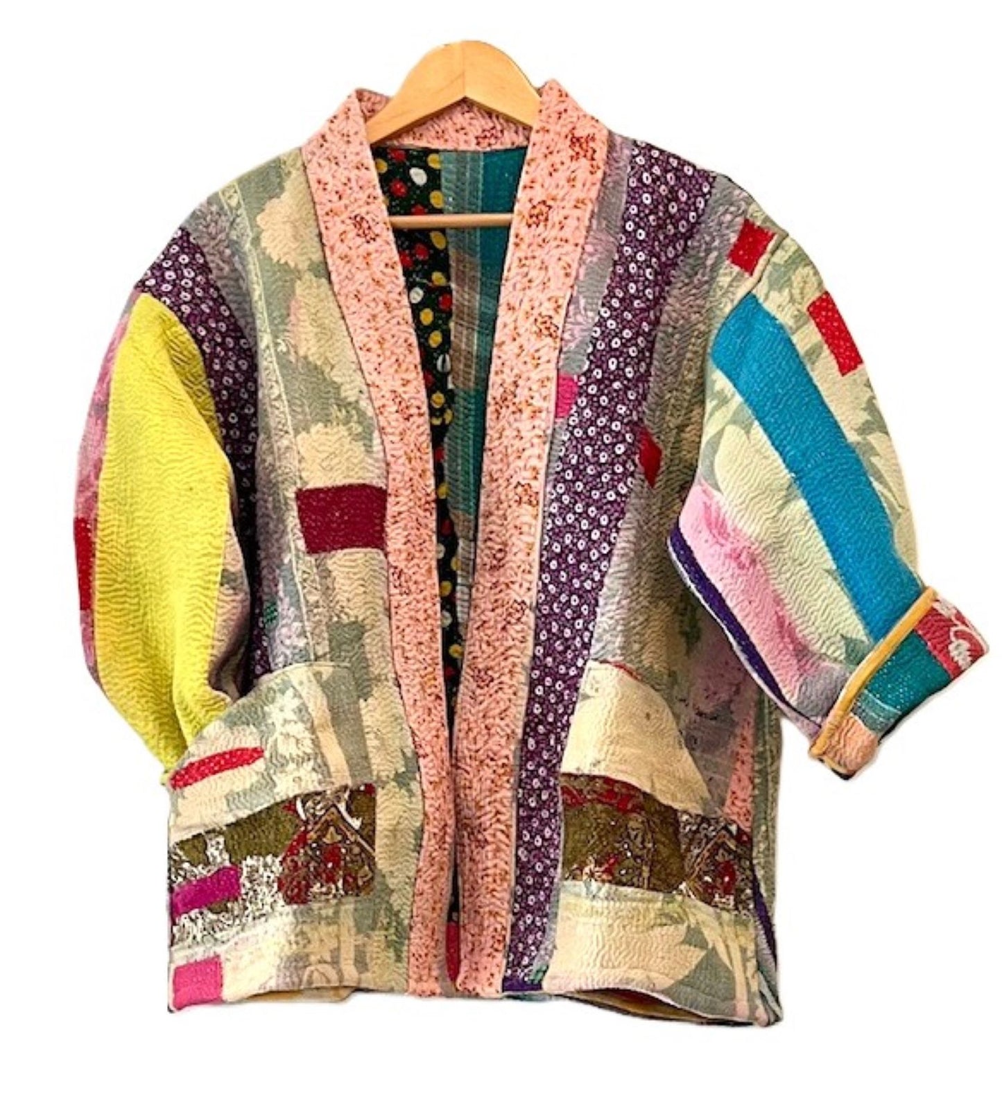 Specialty Collection: Short Designer Patchwork Hand Embroidered Jacket. Fully Reversible. (Copy)