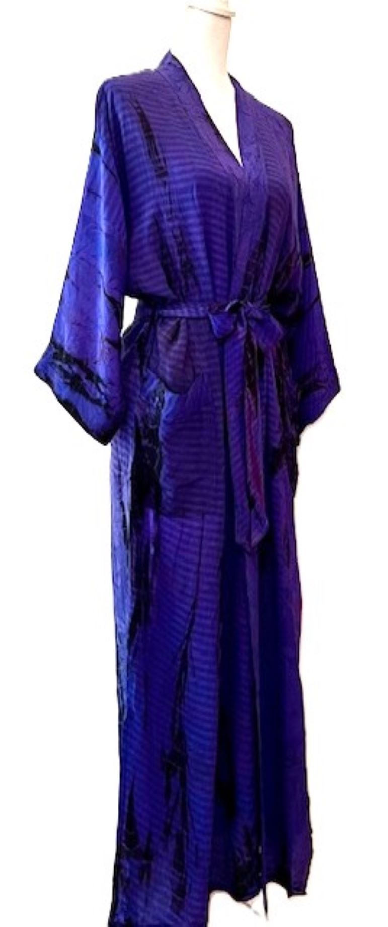 Top of the Line Silk Kimono Tie Dye Duster. (Purple)