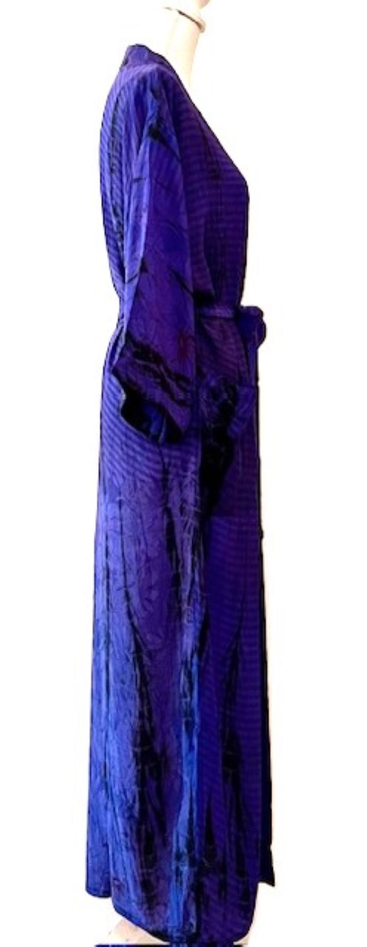 Top of the Line Silk Kimono Tie Dye Duster. (Purple)