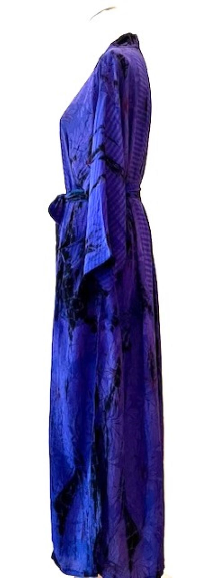 Top of the Line Silk Kimono Tie Dye Duster. (Purple)