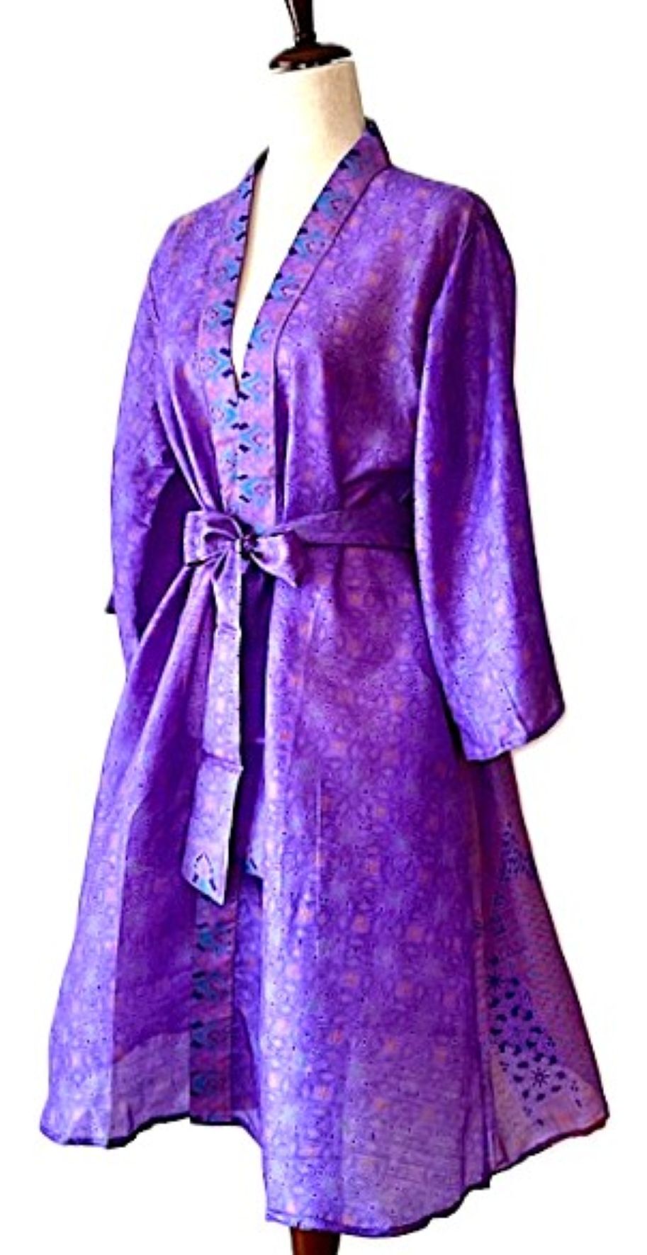 Classic Short Silk Kimono Duster. A Dreamy Vision In Purple.