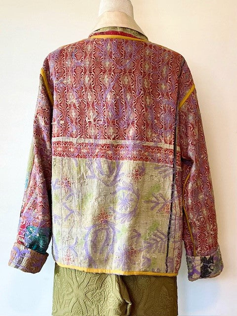 Specialty Collection: Quilted Hand Embroidered Short Jacket Tie Dyed. Fully Reversible.