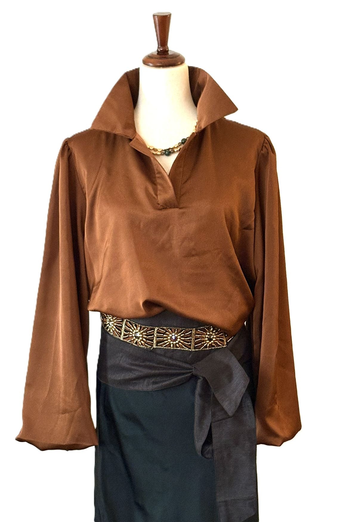 Top, Italian Satin Blouse Steals The Scene. (4 Colors)