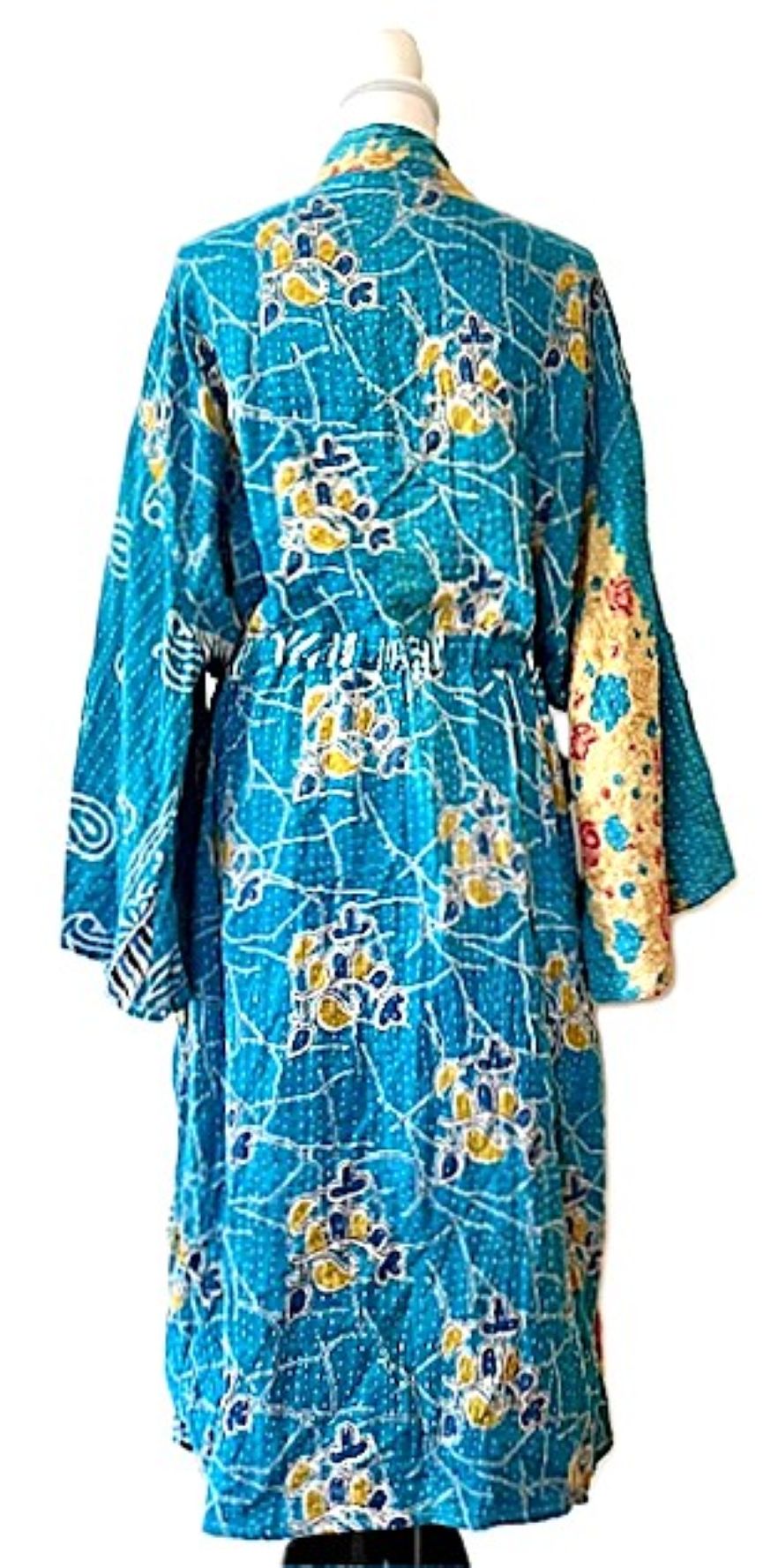 Long Cotton Kimono Looks Fresh, Colorful And Resort Perfect  (Turquoise)