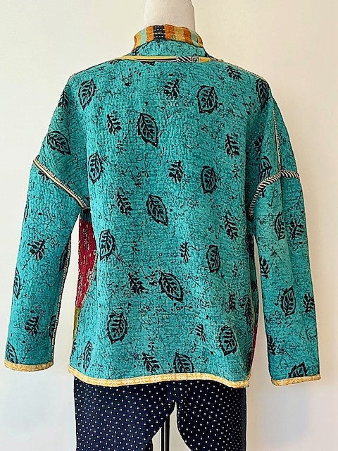 Specialty Collection: Hand Embroidered Short Jacket Fully Reversible. Kantha Quilted.