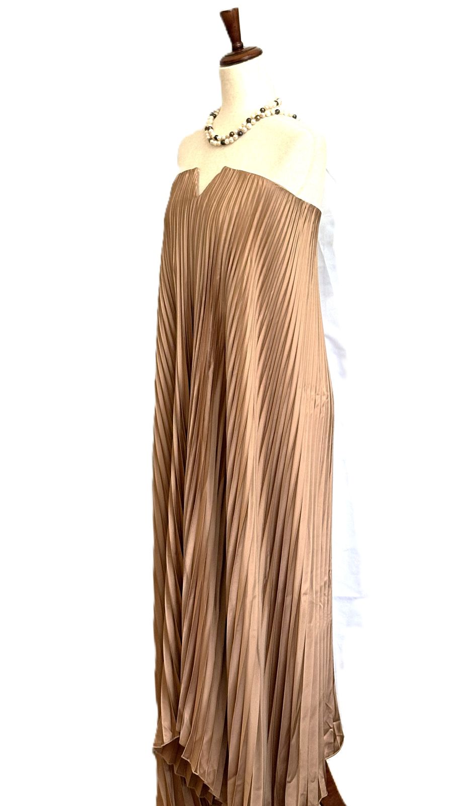 Dresses, Satin Strapless Pleated Maxi Column. Statement Piece (2 Colors).