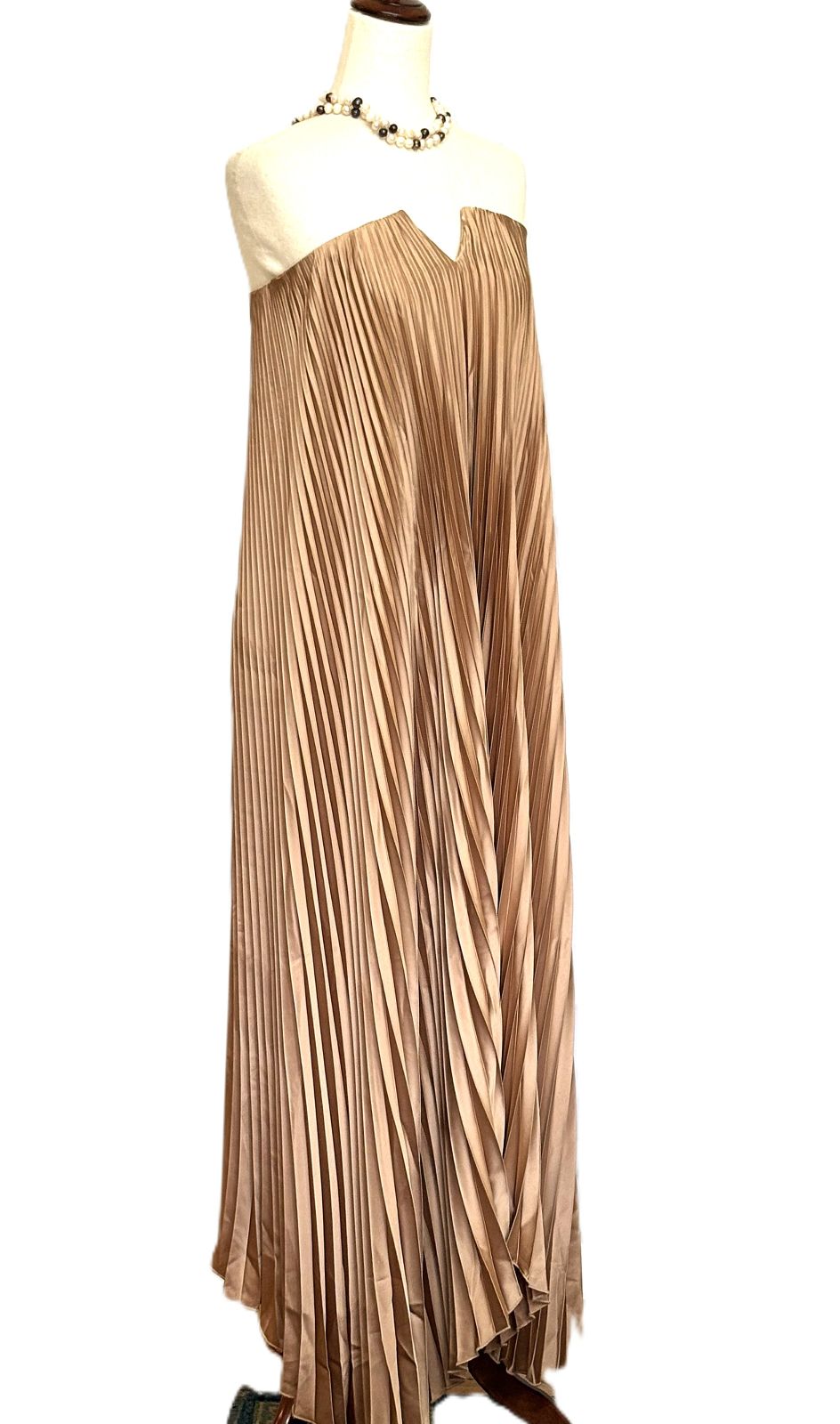 Dresses, Satin Strapless Pleated Maxi Column. Statement Piece (2 Colors).