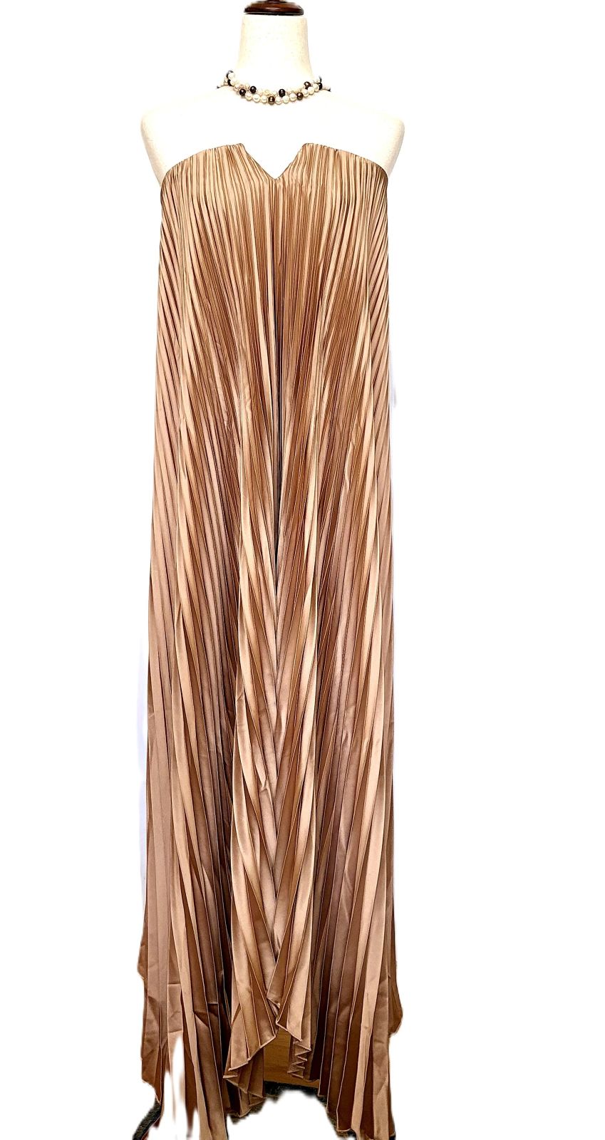 Dresses, Satin Strapless Pleated Maxi Column. Statement Piece (2 Colors).