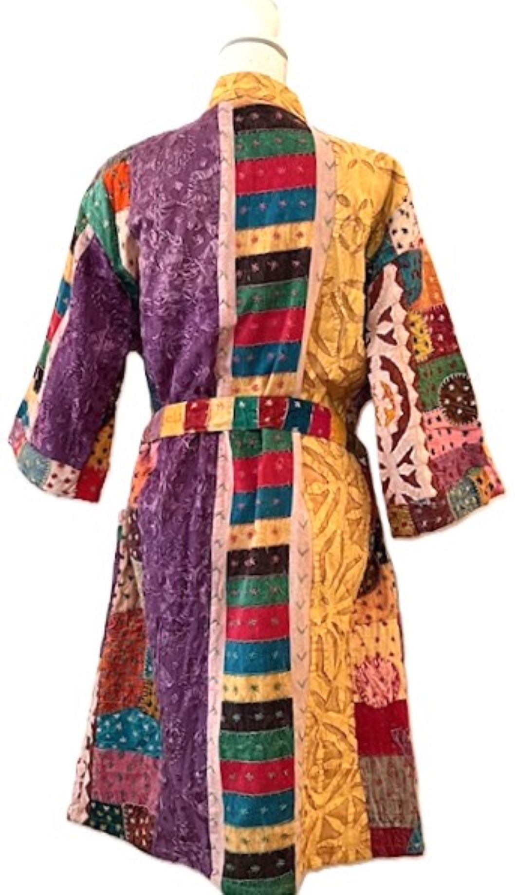 Artisan Cutwork Cotton Kantha Long Sleeve Jacket (Multi Colored)