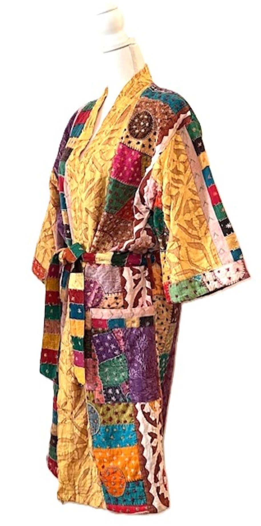 Artisan Cutwork Cotton Kantha Long Sleeve Jacket (Multi Colored)