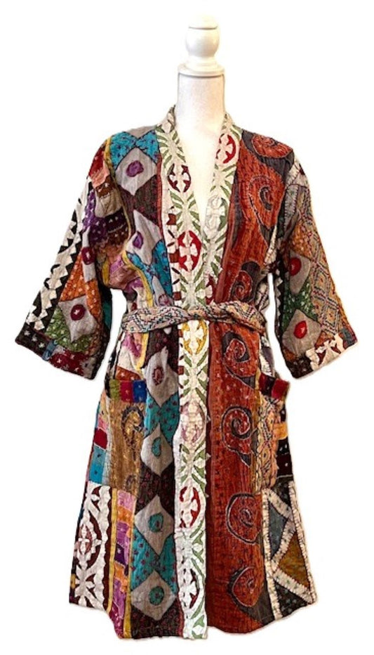 Artisan Cutwork Cotton Kantha Long Sleeve Jacket Is Impressive.  (Multi Colored)