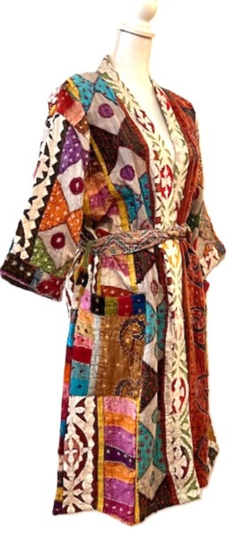 Artisan Cutwork Cotton Kantha Long Sleeve Jacket Is Impressive.  (Multi Colored)