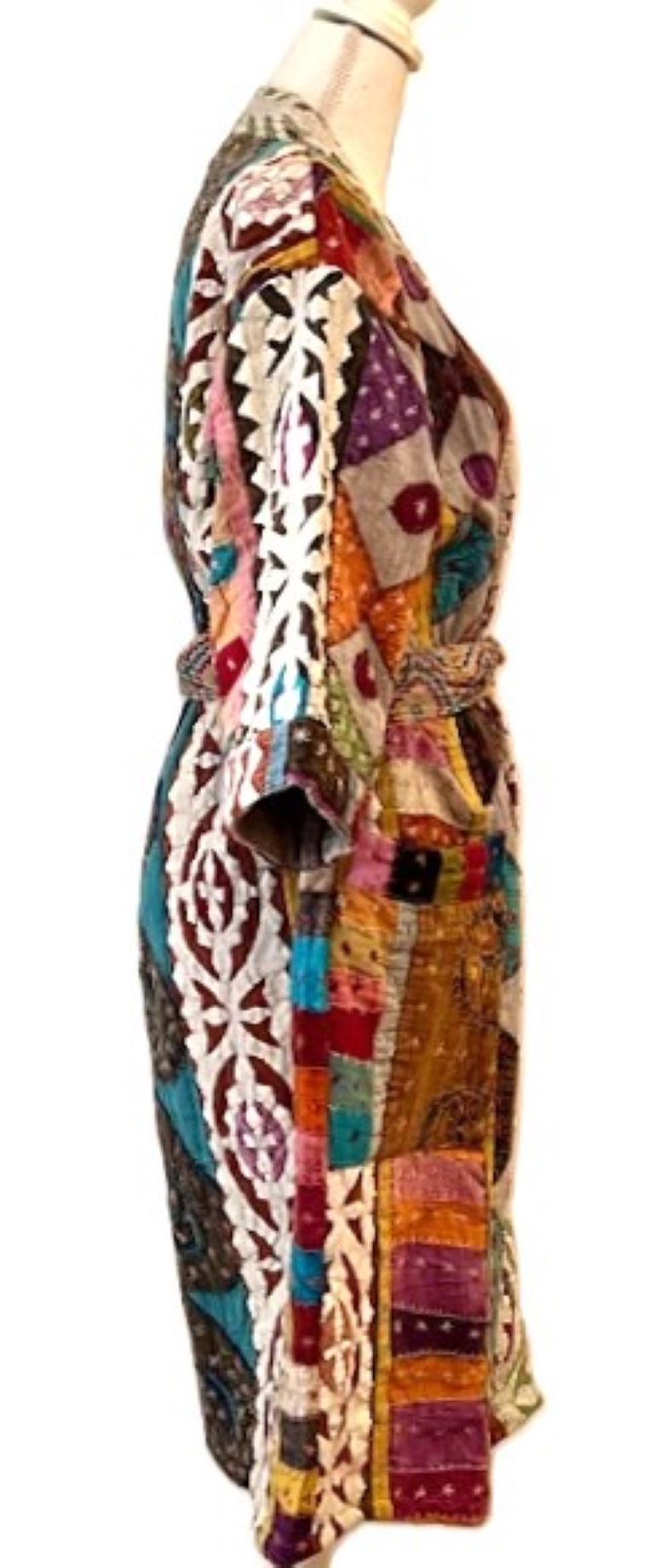 Artisan Cutwork Cotton Kantha Long Sleeve Jacket Is Impressive.  (Multi Colored)