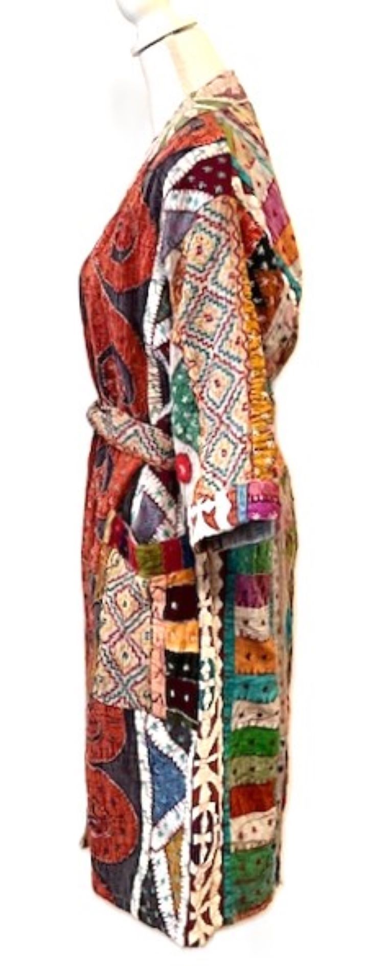 Artisan Cutwork Cotton Kantha Long Sleeve Jacket Is Impressive.  (Multi Colored)