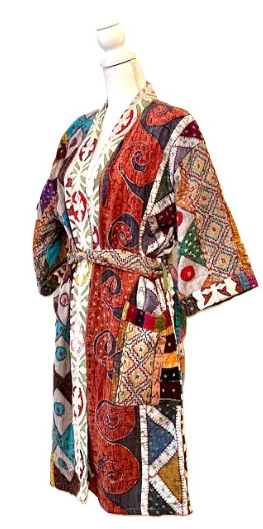 Artisan Cutwork Cotton Kantha Long Sleeve Jacket Is Impressive.  (Multi Colored)