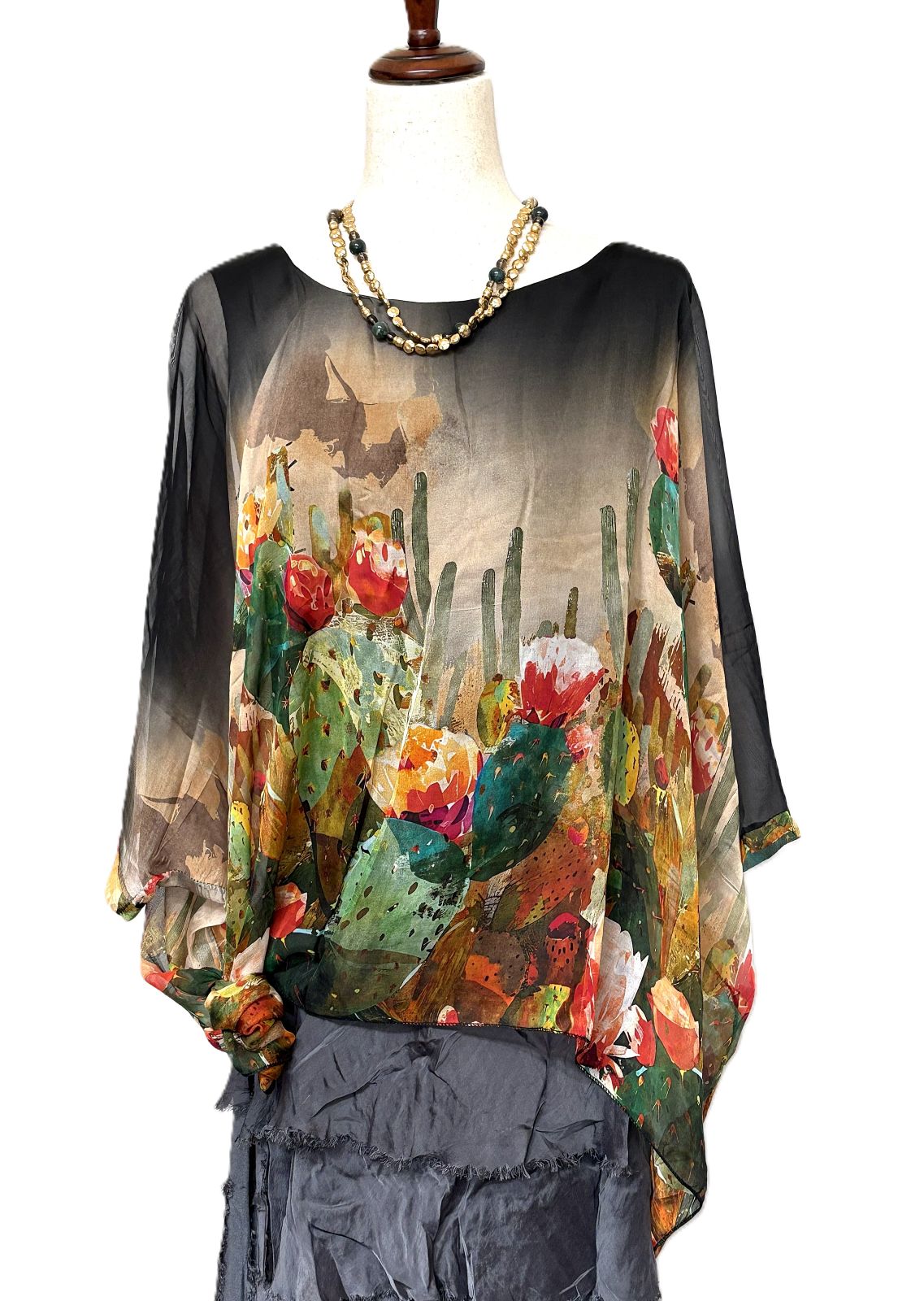 Top- Italian Silk Free Size Tops Showcase Romantic Digital Prints. (Available in 2 Colors)