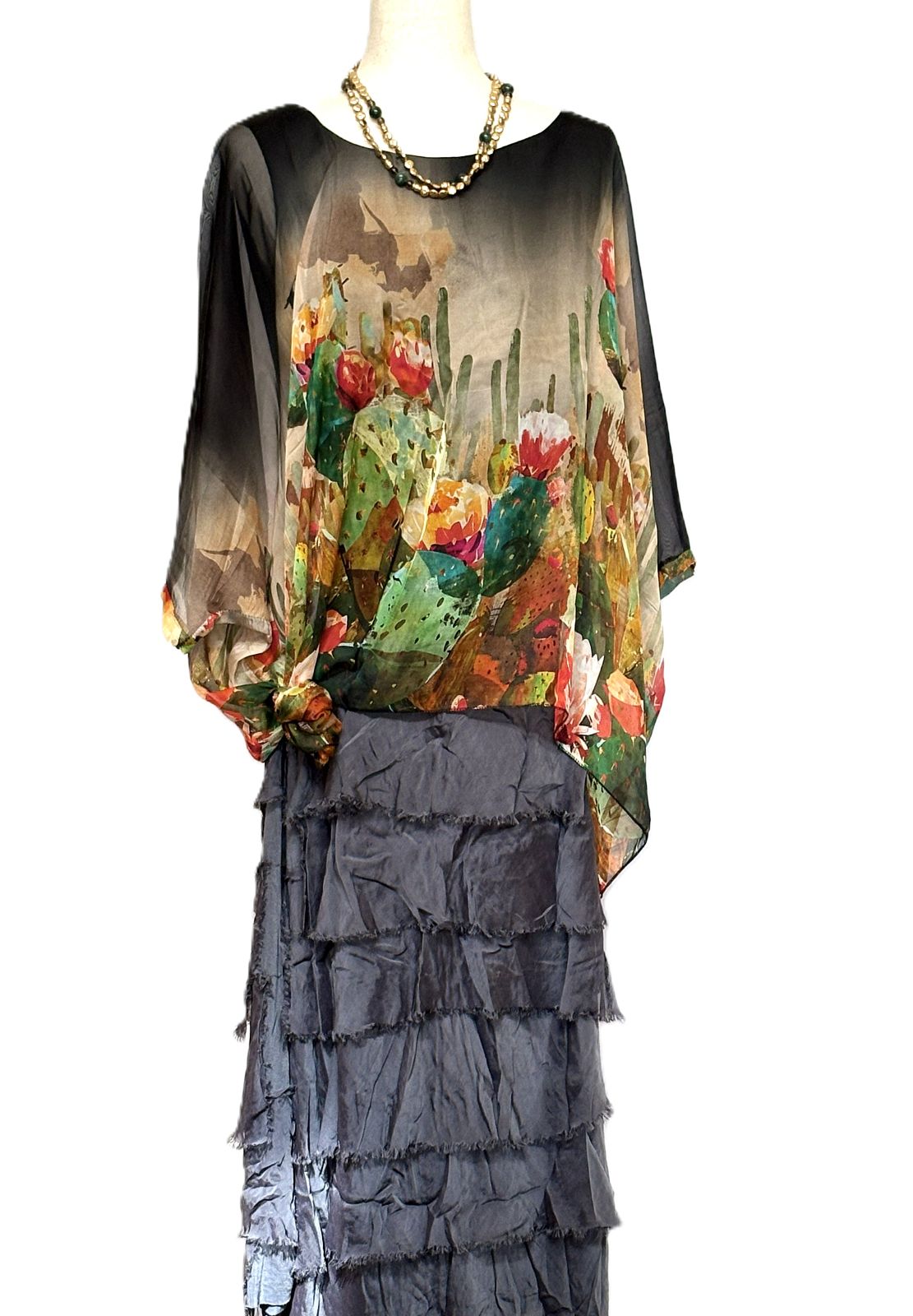 Top- Italian Silk Free Size Tops Showcase Romantic Digital Prints. (Available in 2 Colors)
