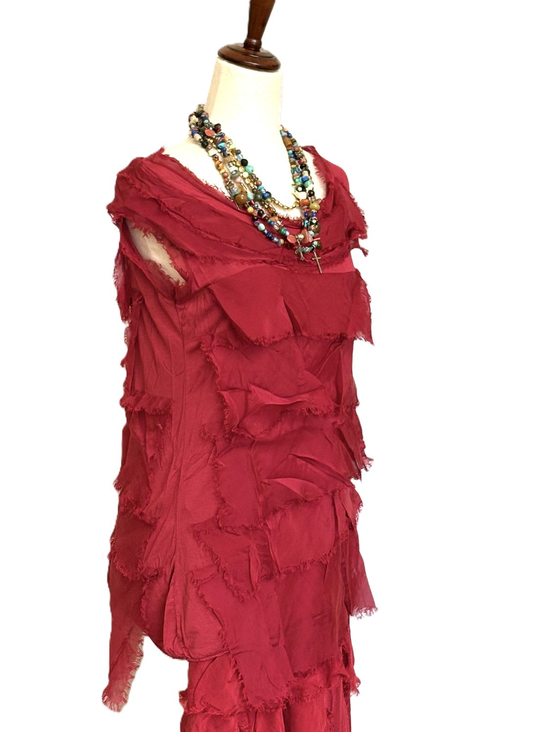 Top- Asymmetrical Tiered Italian Silk Is Fashionable. (2 Colors)
