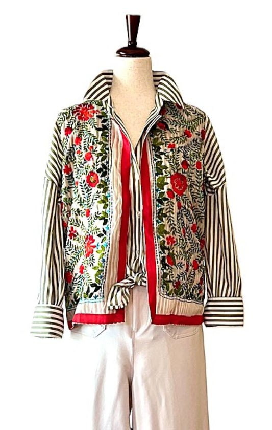 Specialty Collection: Short Vest Hand Appliqued and Embroidered (Red and Green)