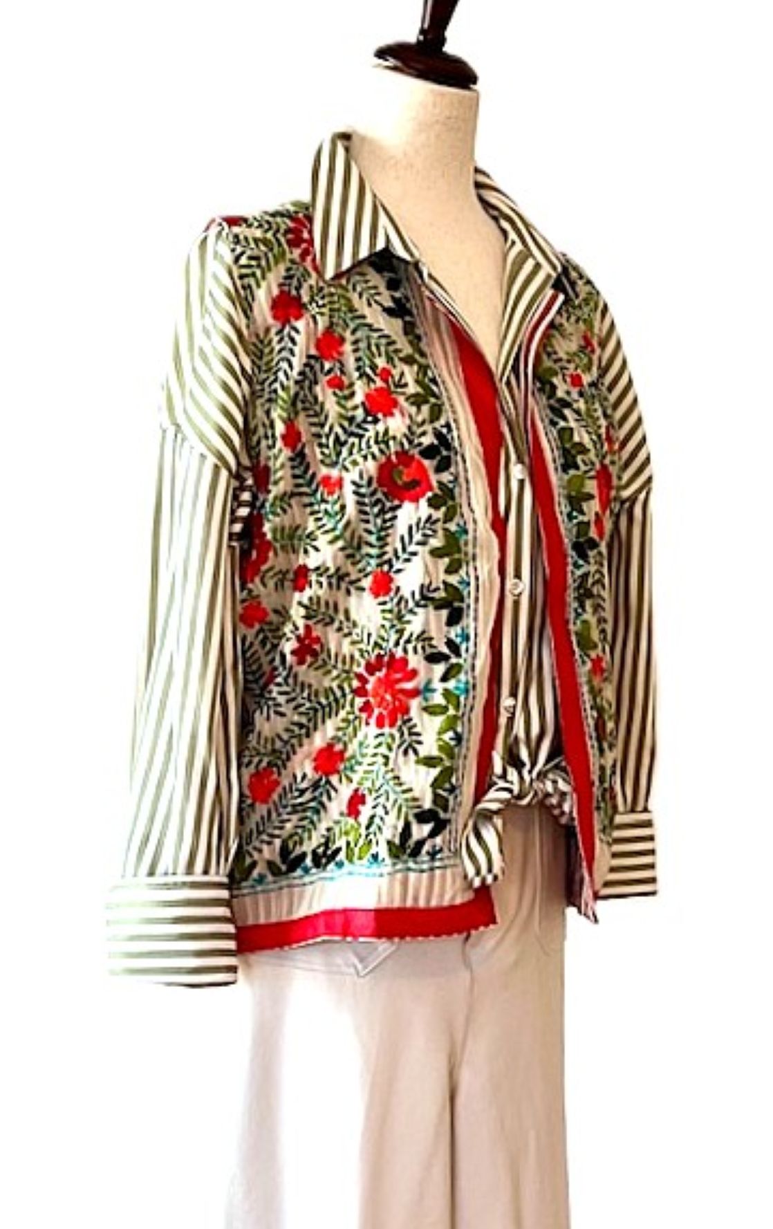 Specialty Collection: Short Vest Hand Appliqued and Embroidered (Red and Green)