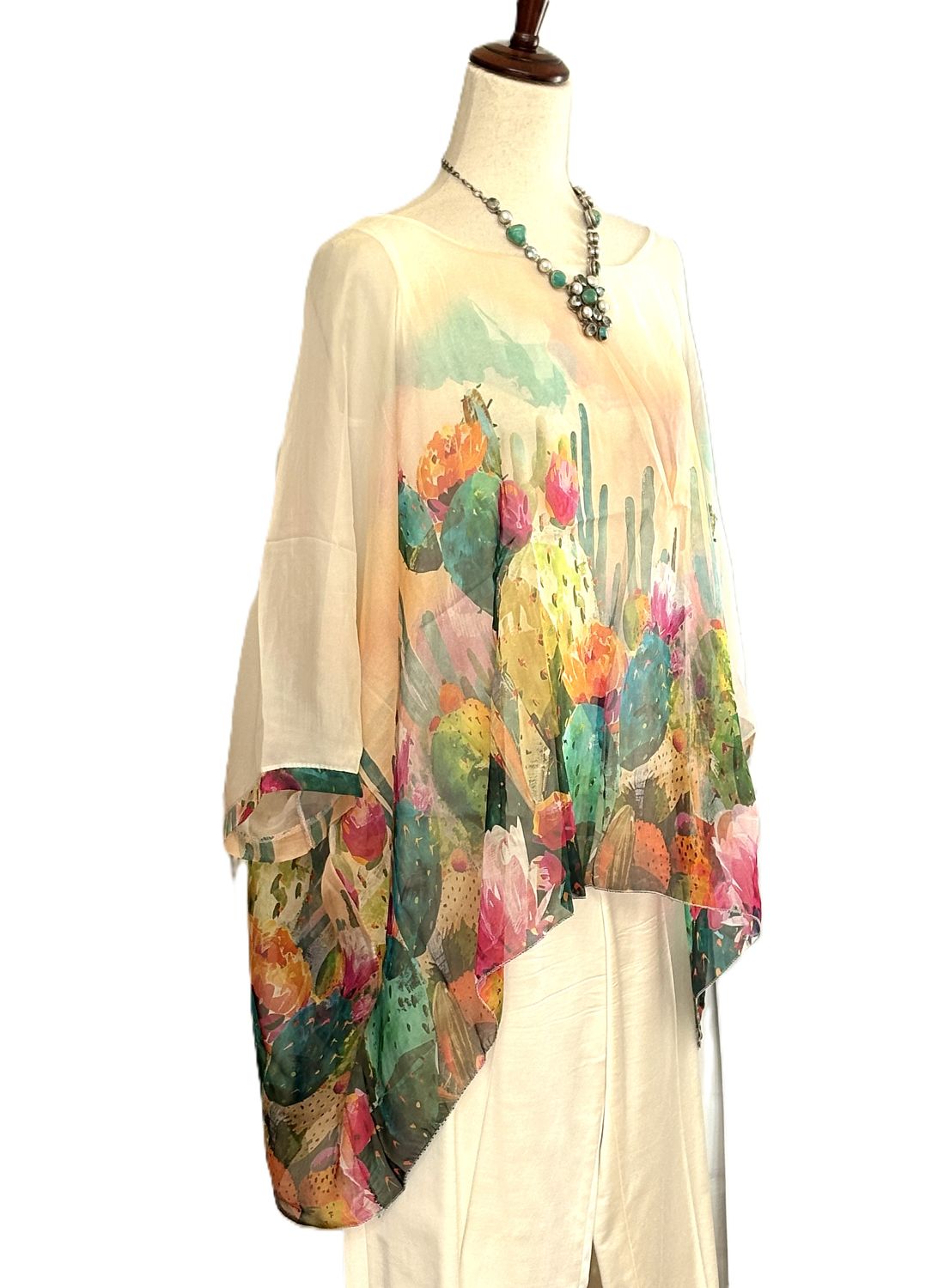 Top- Italian Silk Free Size Tops Showcase Romantic Digital Prints. (Available in 2 Colors)
