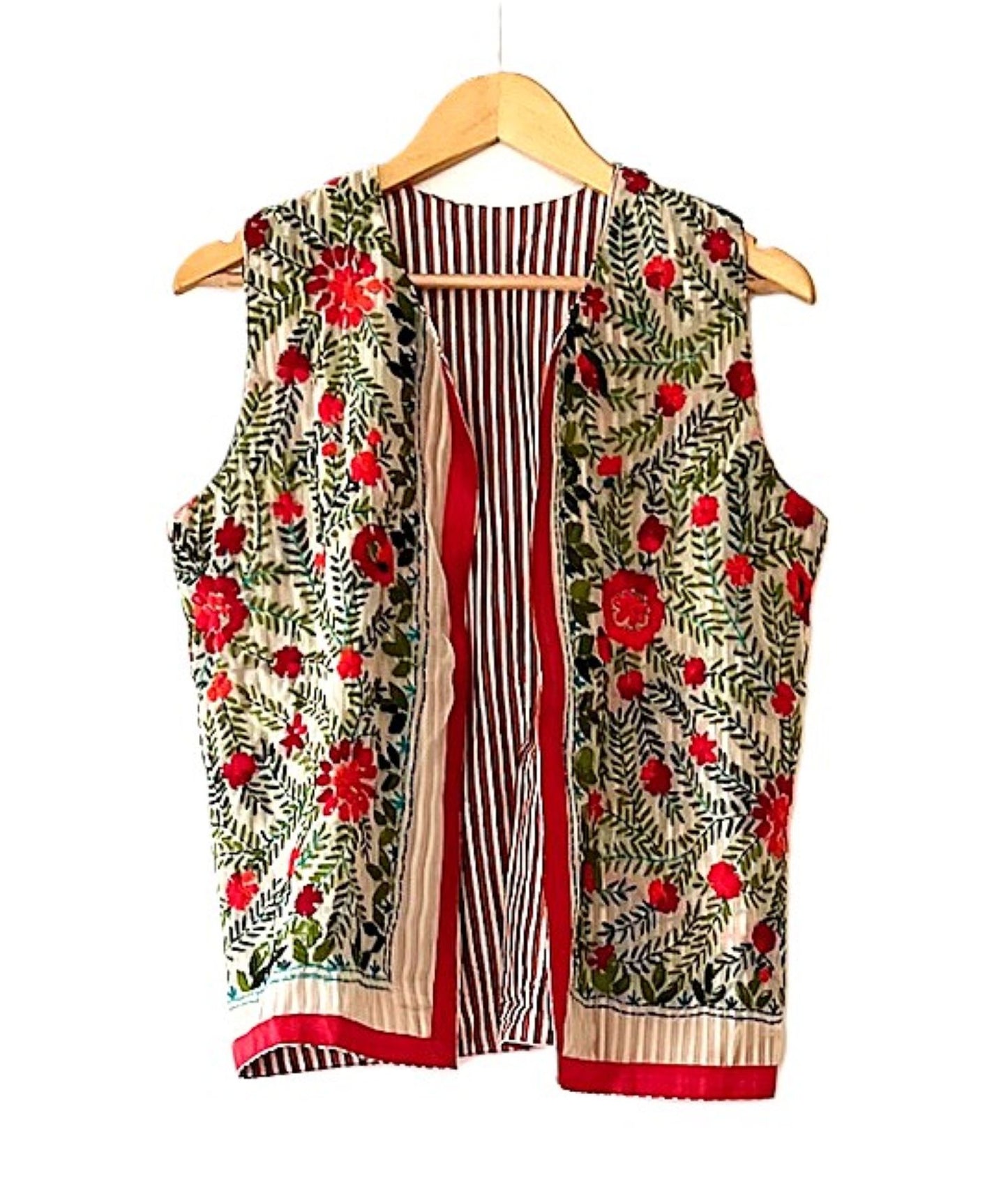 Specialty Collection: Short Vest Hand Appliqued and Embroidered (Red and Green)