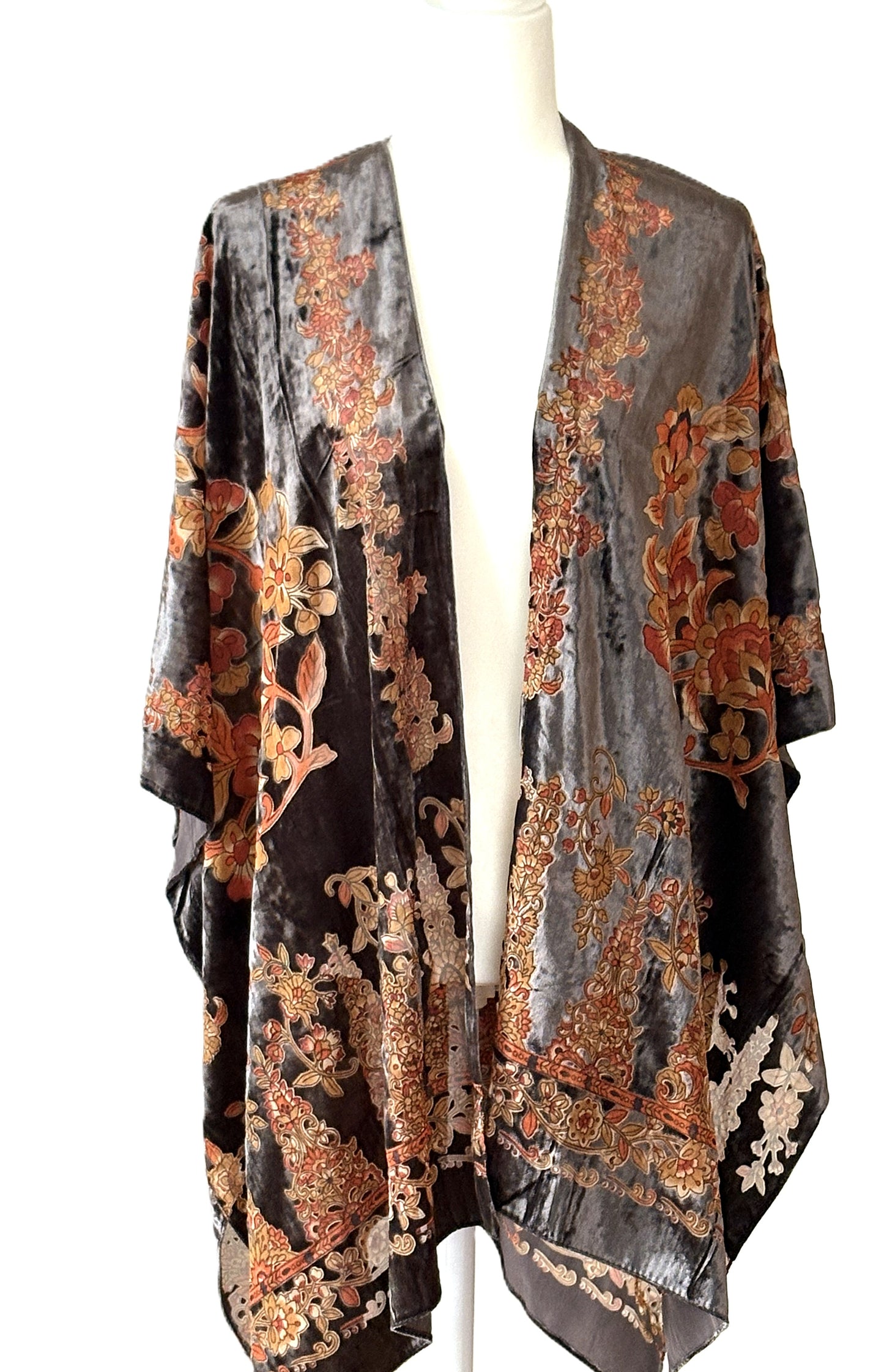 Floral Velvet Burnout Kimono:  One Size