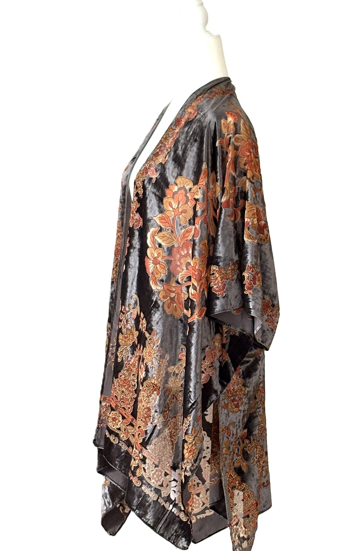 Floral Velvet Burnout Kimono:  One Size
