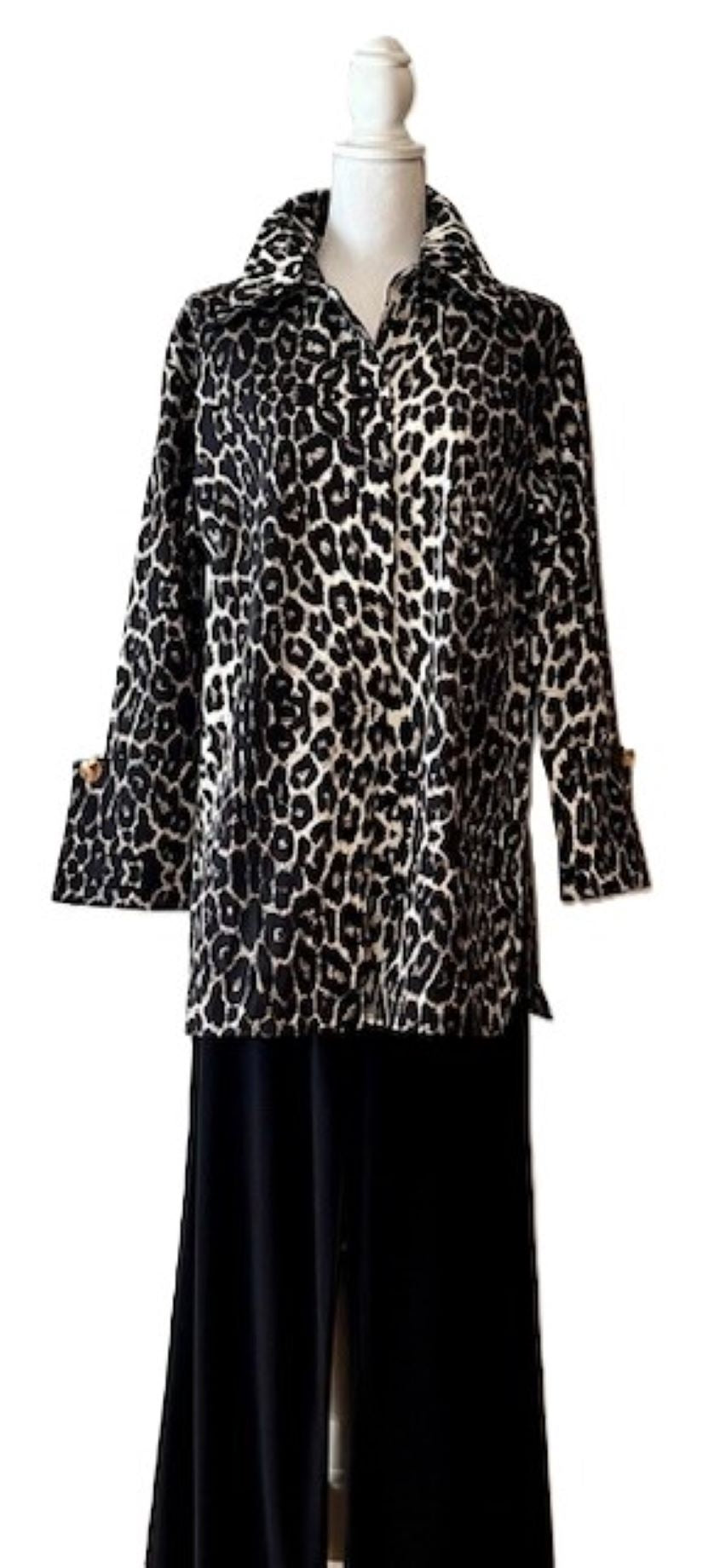 Patterned Animal Print Overblouse With Wide Cuff. Sophisticated.