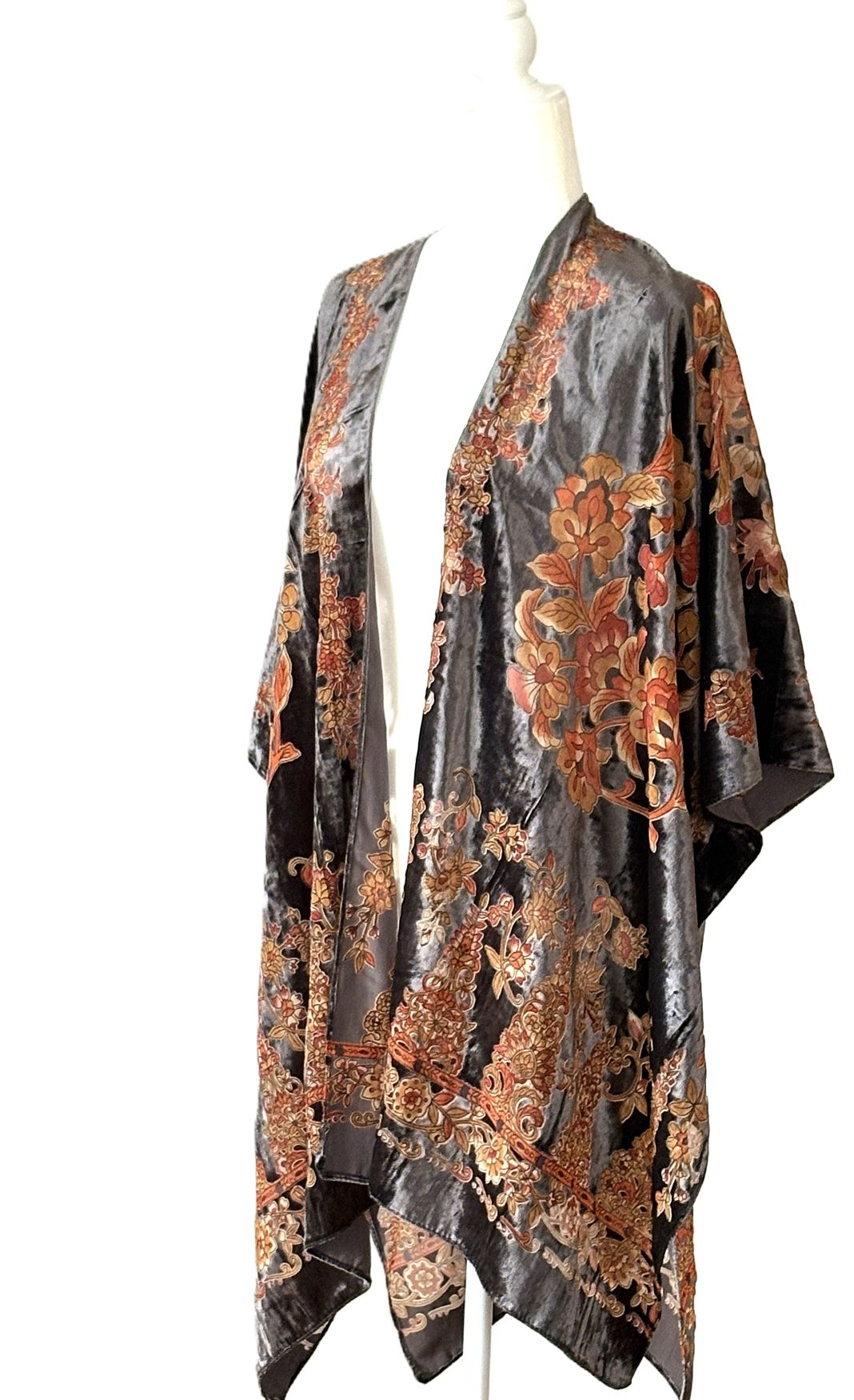 Floral Velvet Burnout Kimono:  One Size