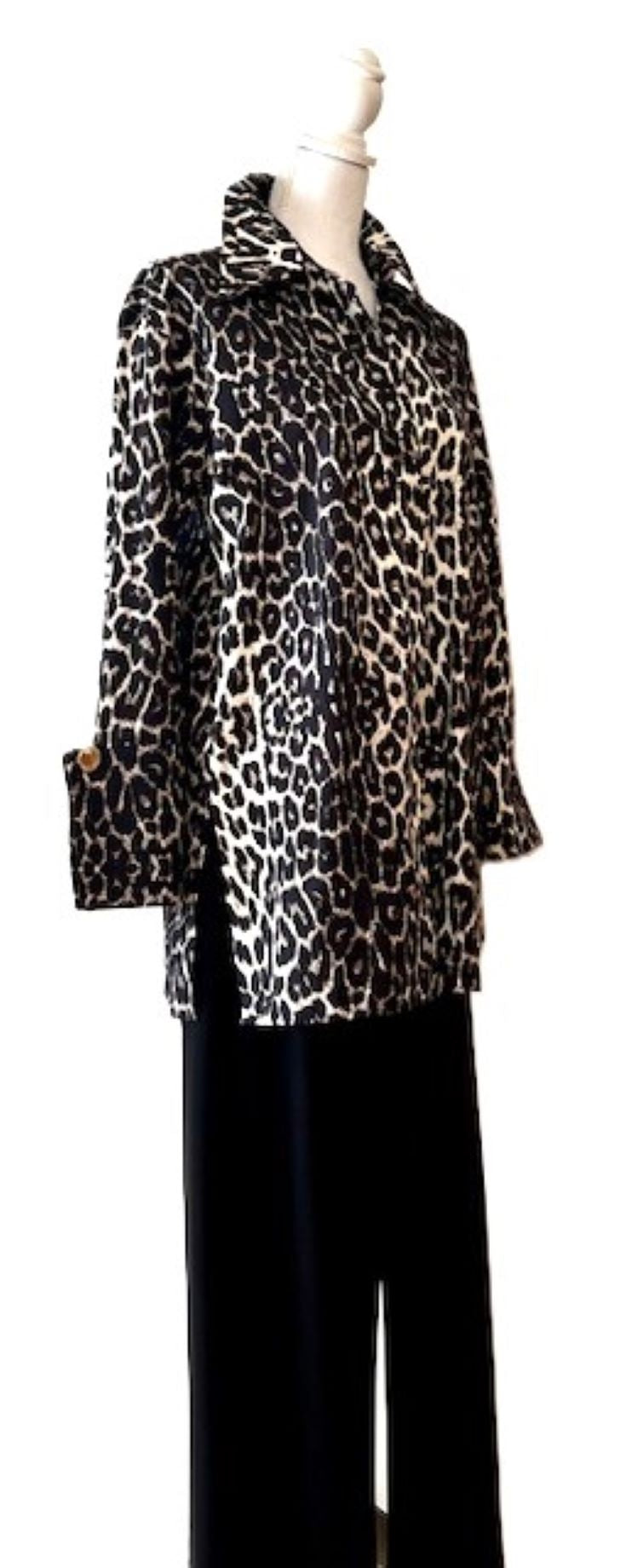 Patterned Animal Print Overblouse With Wide Cuff. Sophisticated.