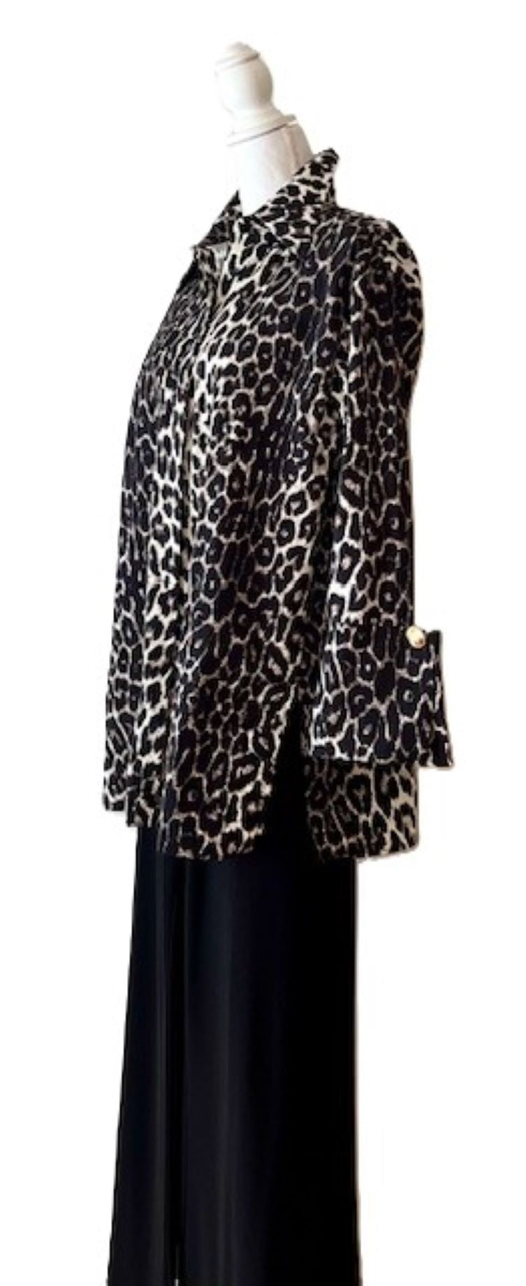 Patterned Animal Print Overblouse With Wide Cuff. Sophisticated.