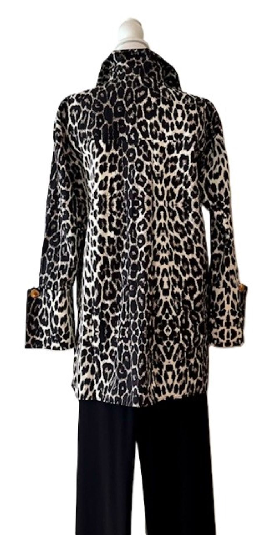 Patterned Animal Print Overblouse With Wide Cuff. Sophisticated.