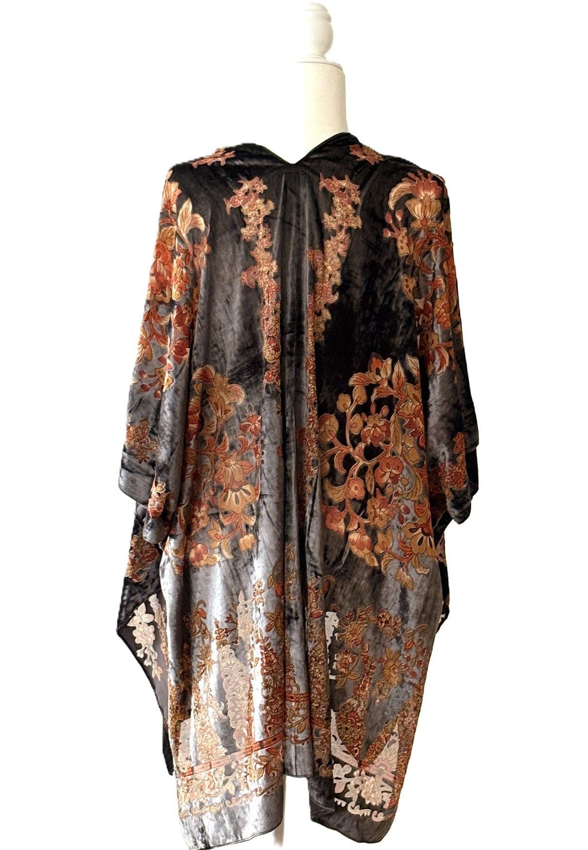Floral Velvet Burnout Kimono:  One Size