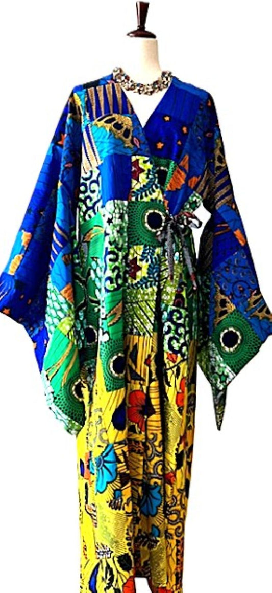 Wearable Art Is Visible In This Handmade Patchwork Kimono Duster.