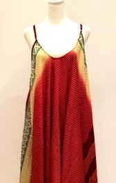 Flowing Silk Slip Dress (Ombre Red)