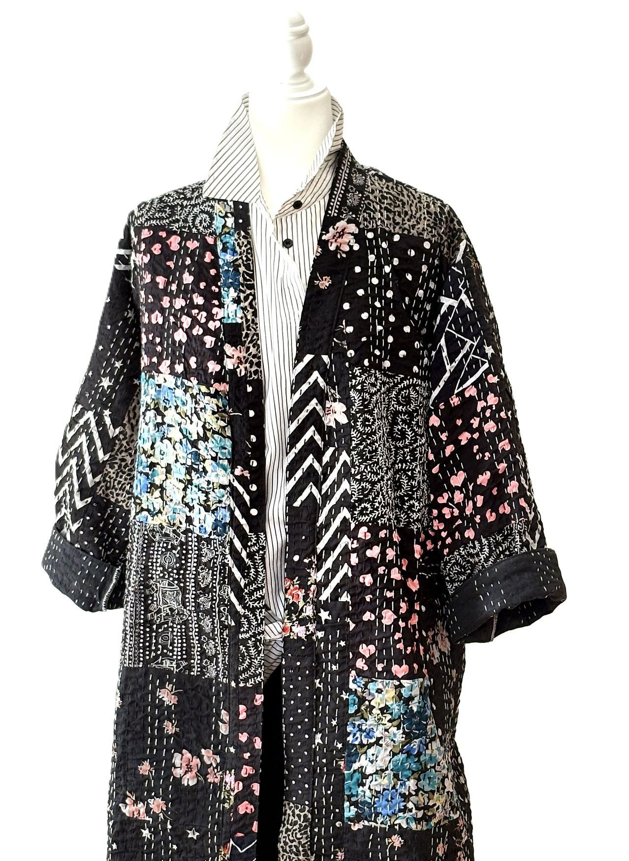 Kanatha Stitched Quilted Patchwork Cotton Jacket,