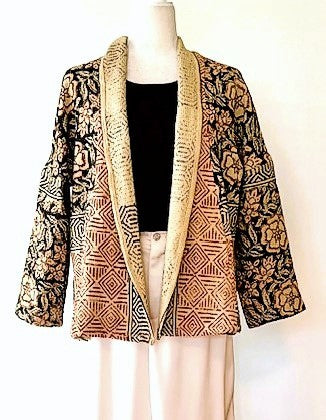 Smart Blazer Cut Suzani Hand Embroidered Jacket Encompasses All Seasons (Black)