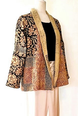 Smart Blazer Cut Suzani Hand Embroidered Jacket Encompasses All Seasons (Black)