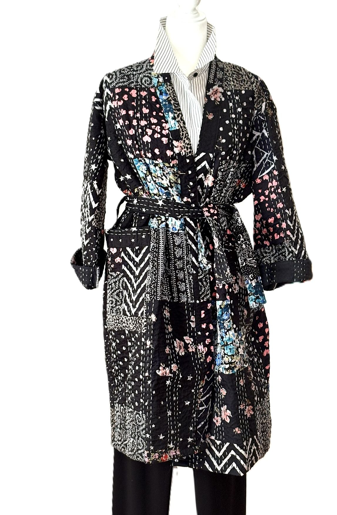 Kanatha Stitched Quilted Patchwork Cotton Jacket,