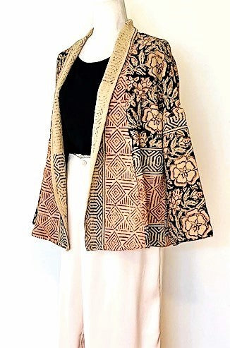 Smart Blazer Cut Suzani Hand Embroidered Jacket Encompasses All Seasons (Black)