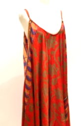 Flowing Silk Slip Dress (Red/Bronze)