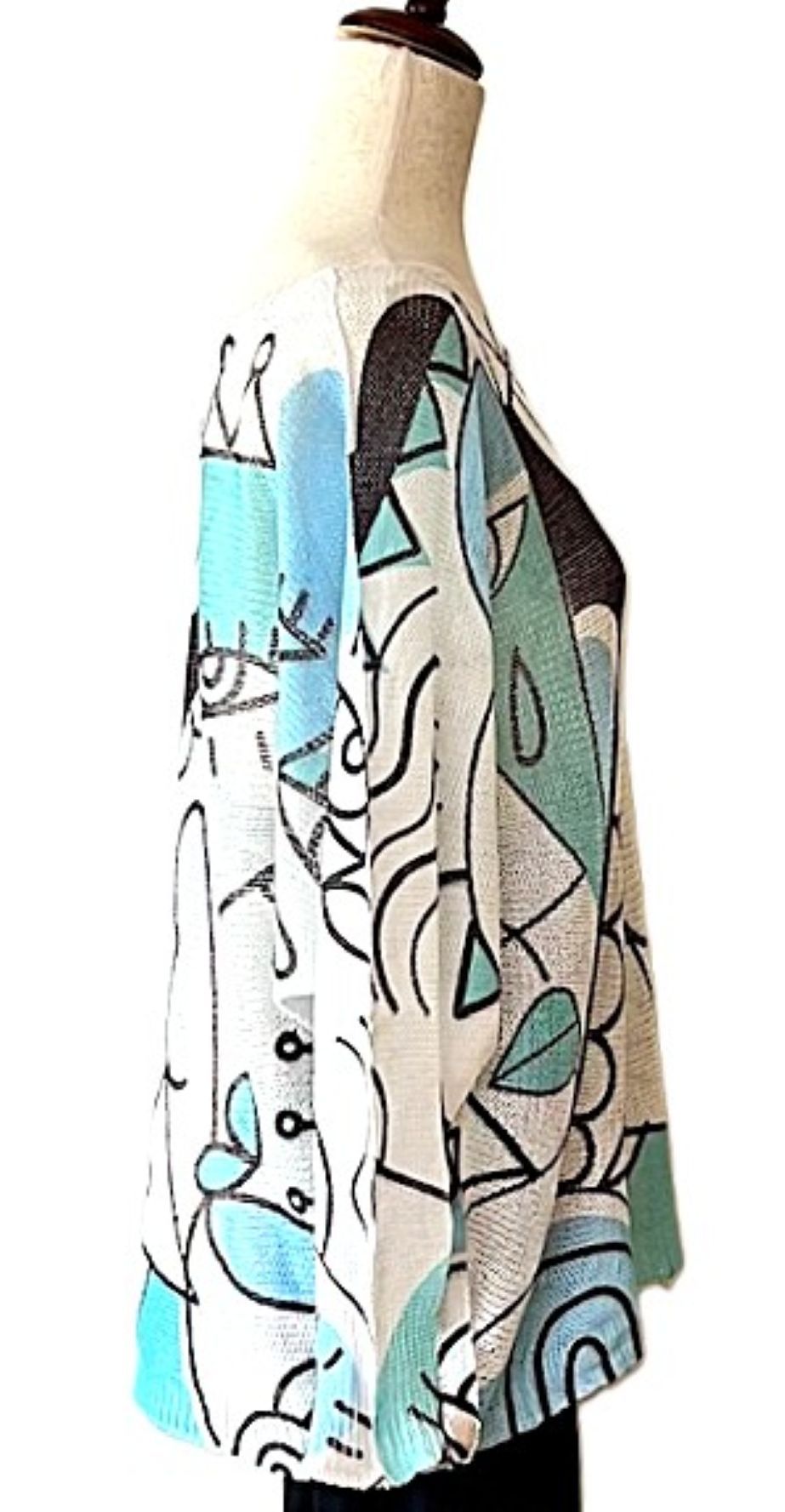 Italian Knit Sweater, Picasso. Great Color and Light Weight.(Aqua)
