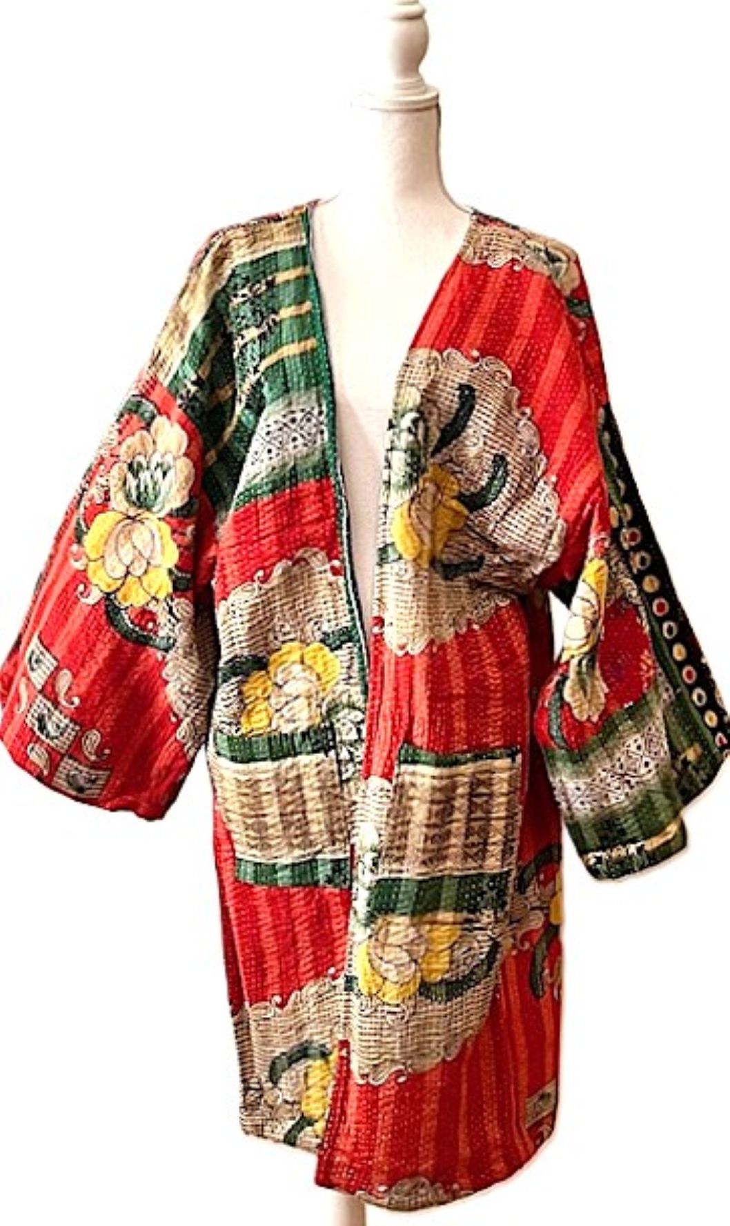 Kantha Bae Open Jacket (Red Green)